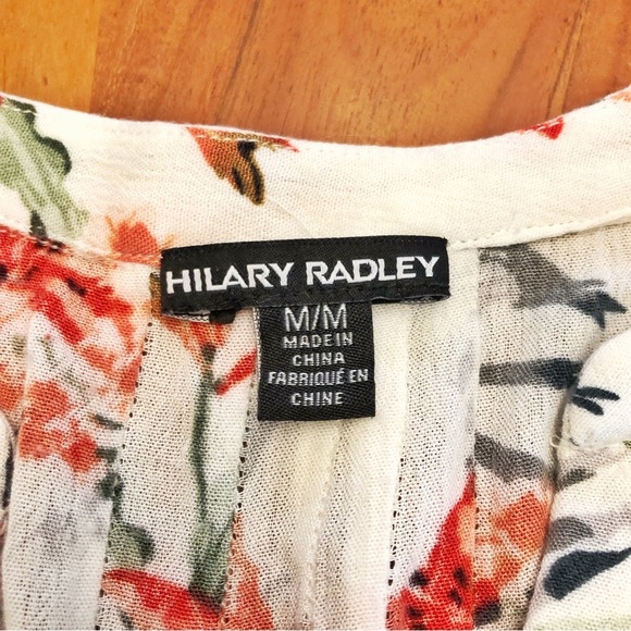 Hilary Radley Floral Tropical Pattern Boho Festival Button Down Shirt Blouse. - Picture 5 of 16
